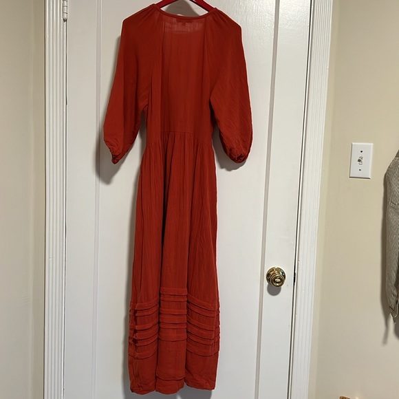 Long lightweight cotton dress by Madewell in terracotta - Picture 4 of 4